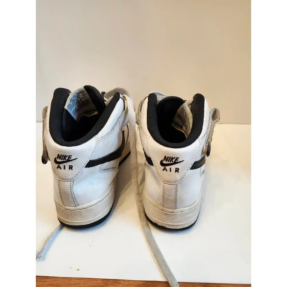 Nike Air Force 1 Mid‎ LE GS Youth Size 6.5 White Black Sneakers DH2933-103